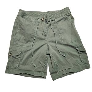 L.L. Bean Womens Favorite Fit 9" Cargo Shorts w/Drawstring Olive Army Green sz 6